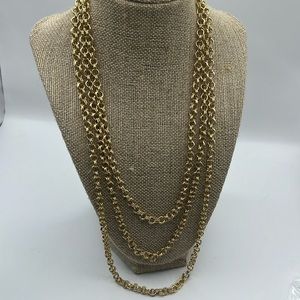 Triple Chain Gold Necklace.